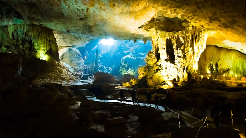 Inside Sung Sot Cave - one of the most visited caves in Halong Bay!